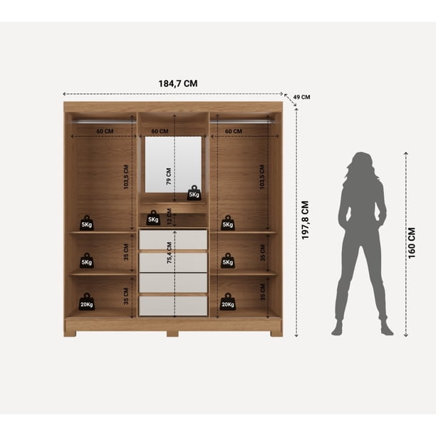 Closet Toscana 185x198cm MDF | Lider
