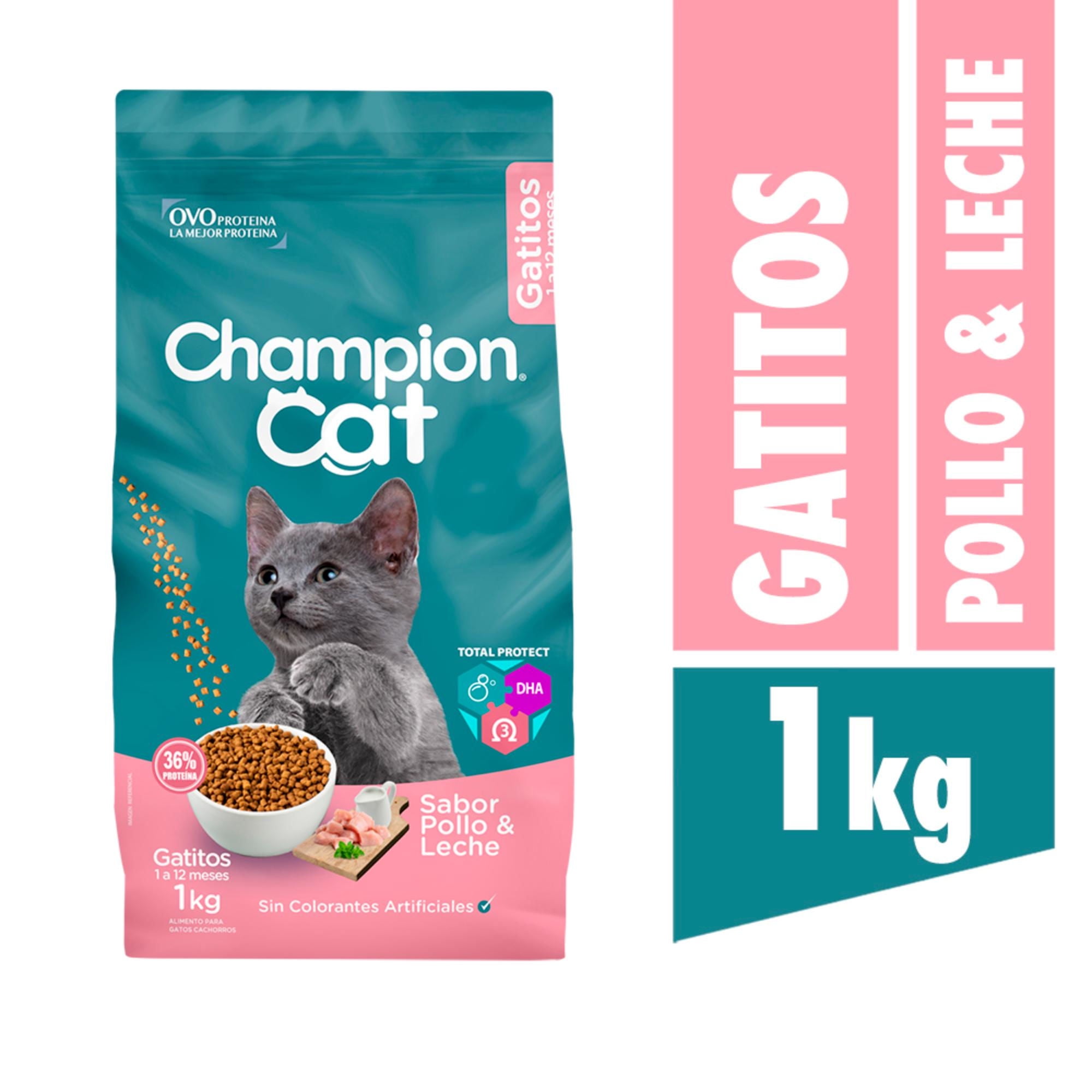 Alimento Seco Gatito Sabor Carne Y Leche Bolsa 1 Kg Champion Cat