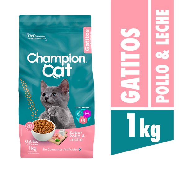 Alimento Seco Gatito Sabor Carne y Leche Bolsa, 1 Kg