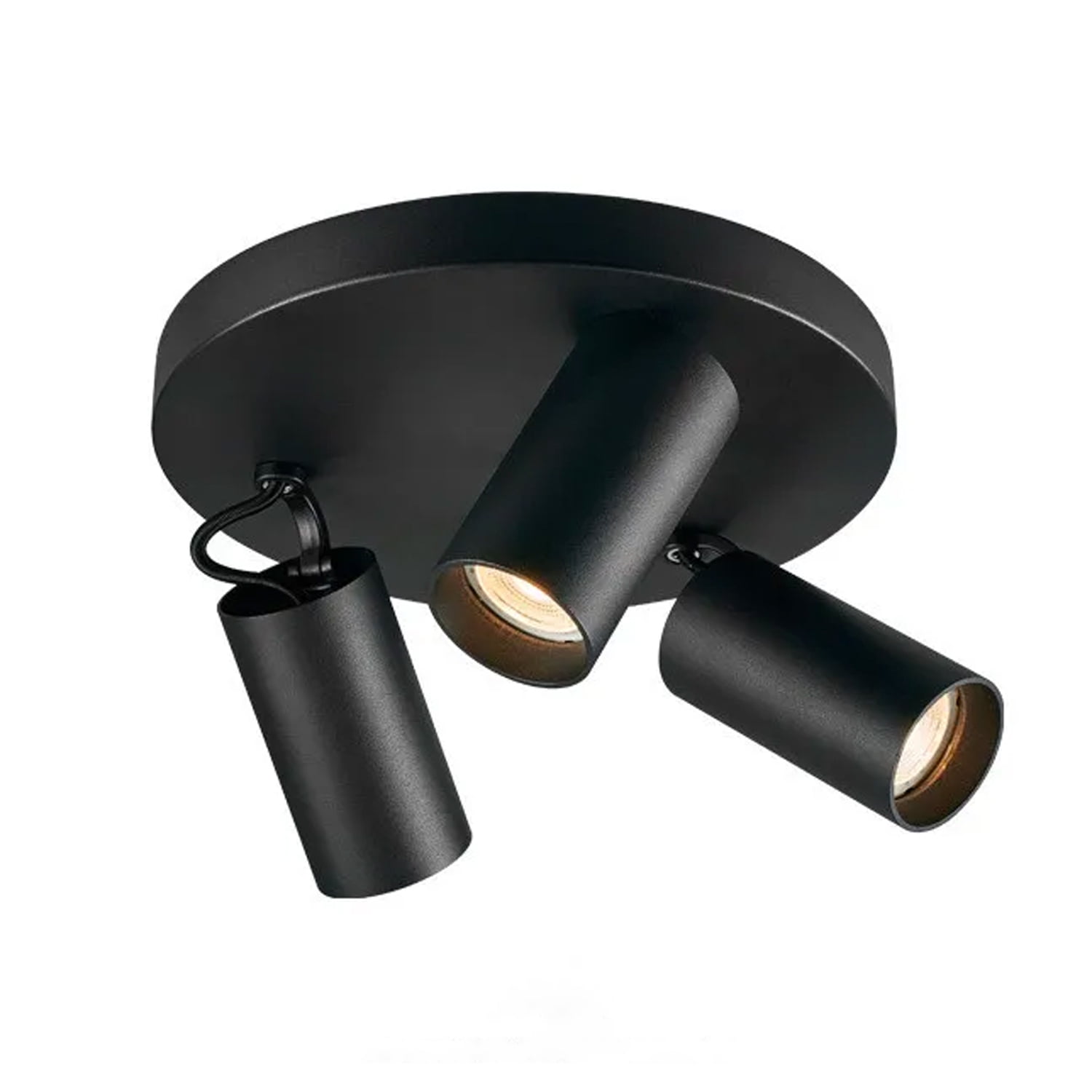 Hb Led - Pack 5 Foco Sobrepuesto Con Base Redonda 3xgu-10 Altair Iii Negro Ampolleta Cálida