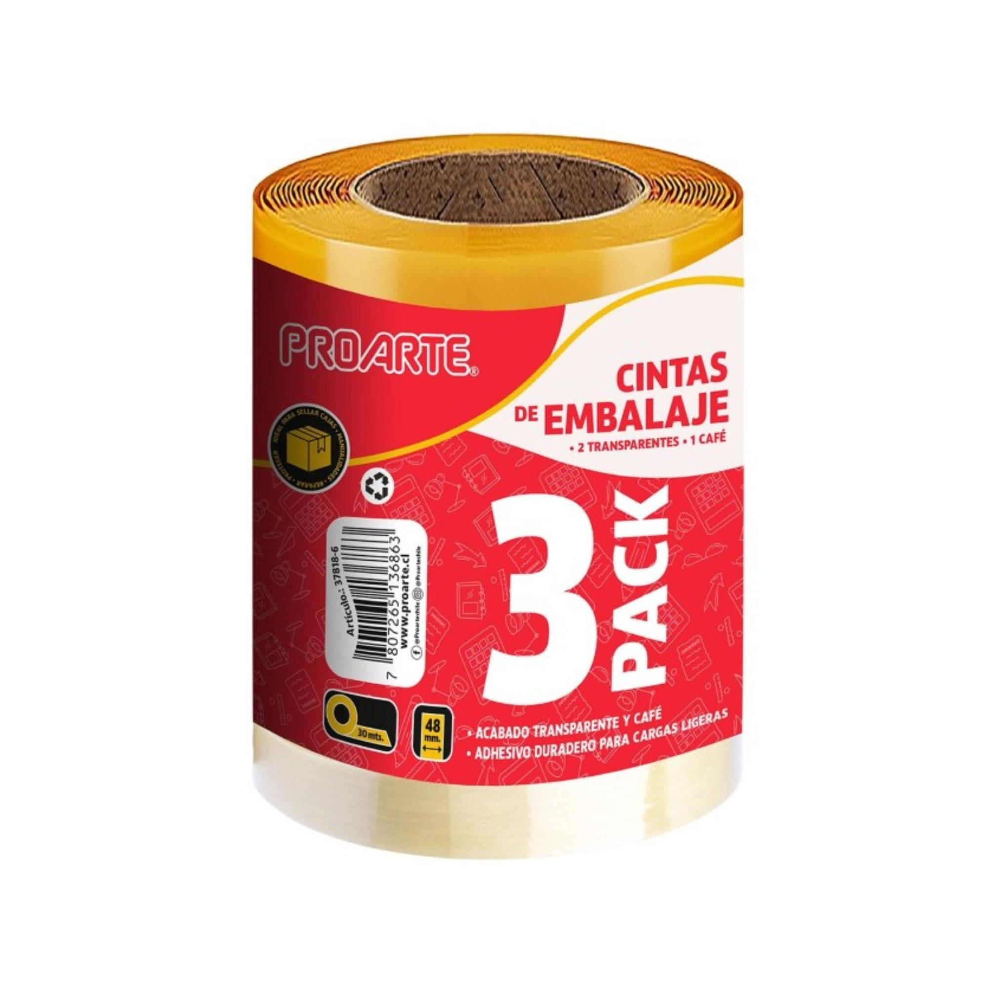 Pack 3 Cintas 2 Transparente + 1 Café Proarte