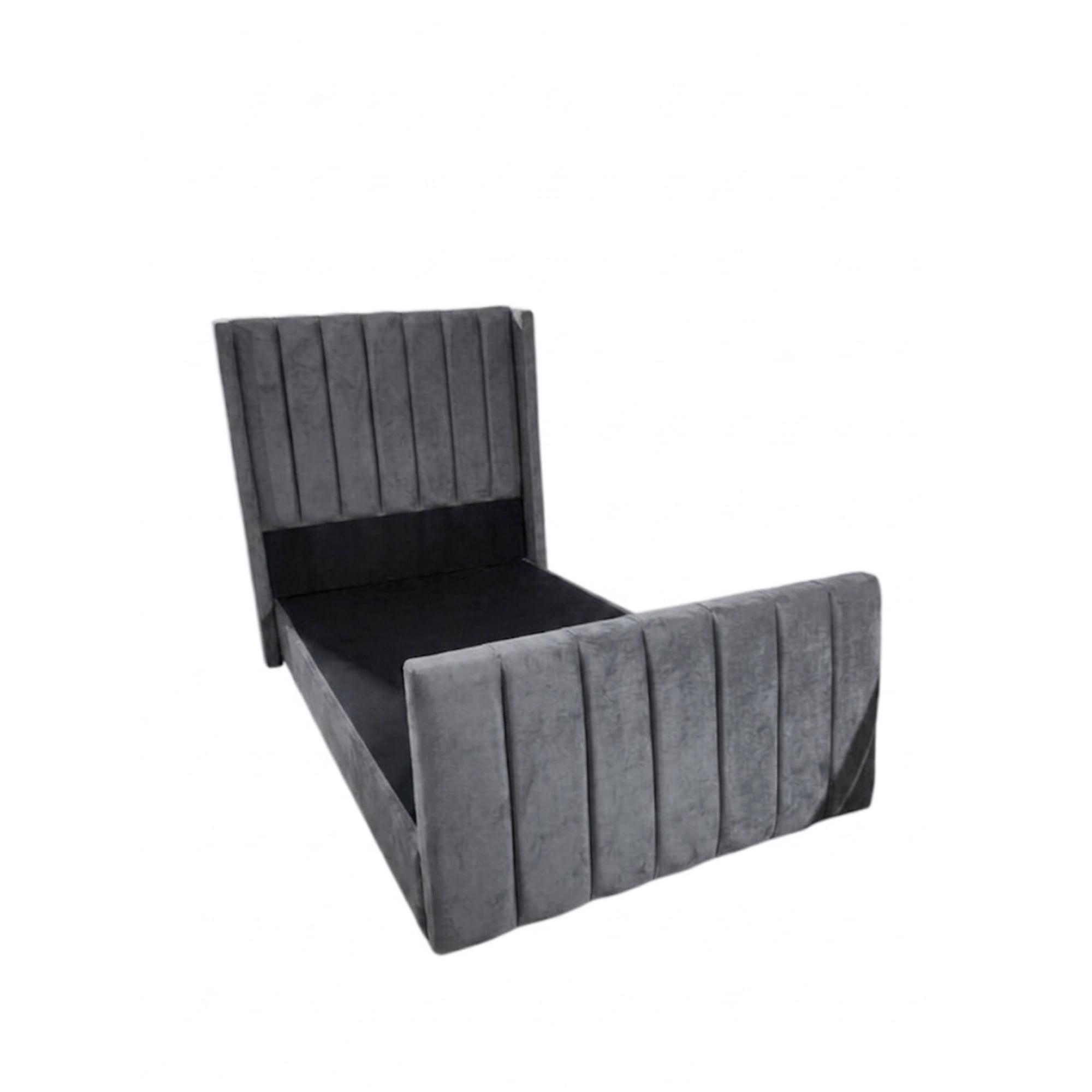Rous Muebles - Cama 1,5 Plazas, Doble Respaldo Premium, Acanalado, Color Gris