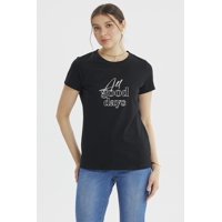 Fashionspark - Polera Mujer Print Posiiconal Negro- Ll