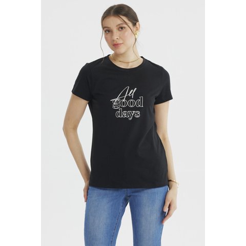 Fashionspark - Polera Mujer Print Posiiconal Negro- Ll