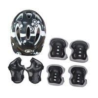 Ioensy - Kit De 7 Cascos De Bicicleta Para Niños, Equipo De Protección Para Niñas, Monopatín, Patinaje, Gris Y Negro