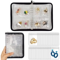 Xusx111 - Arete Organizador Caso De Viajes Joyería Organizador Joyería Transparente Libro De Almacenamiento Para Collar Pulsera Anillo Titular Con Pequeña Bolsa Transparente Con Cremallera (Excluyendo Joyería)