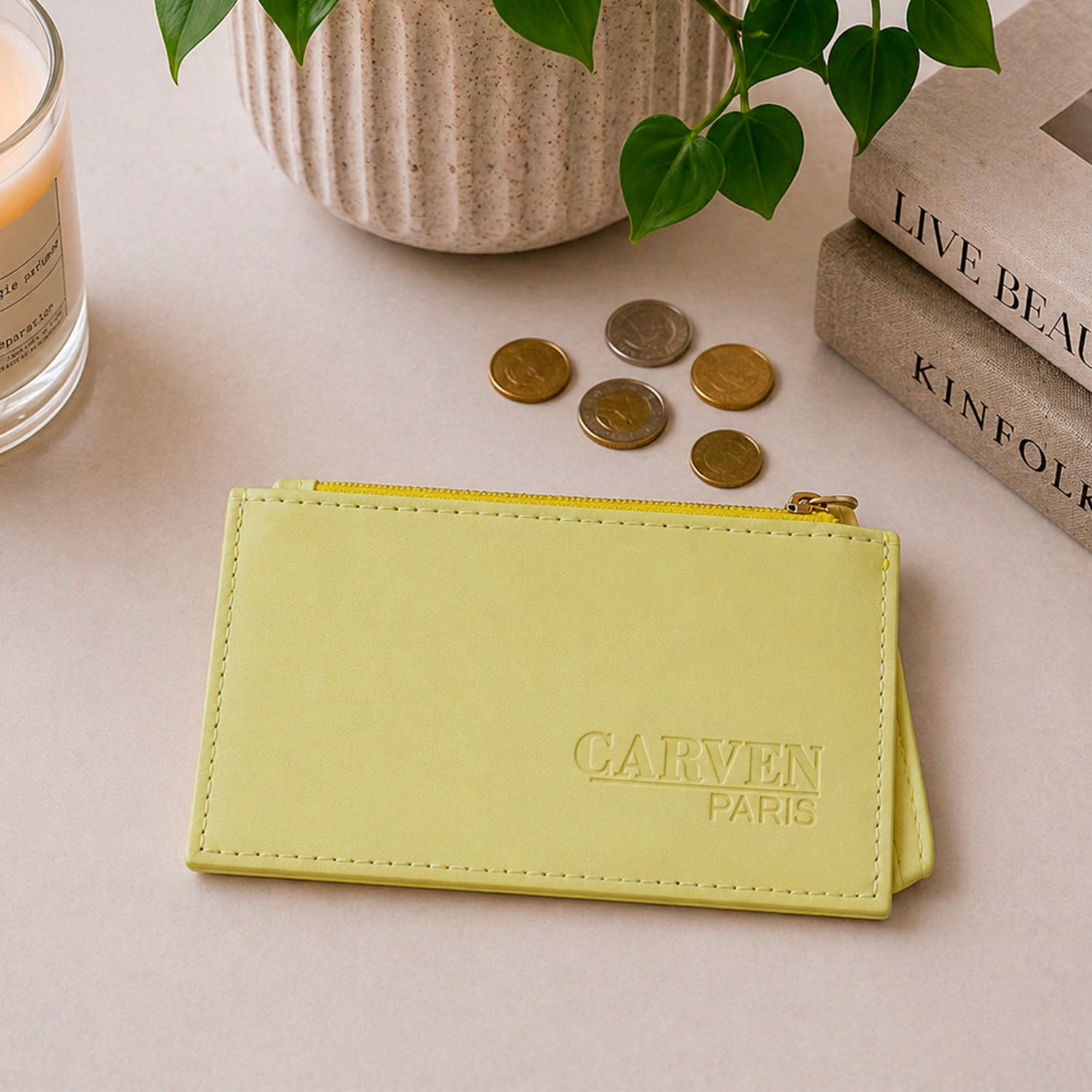 Tarjetero Billetera Mujer Con Monedero Suny Amarillo Carven Paris