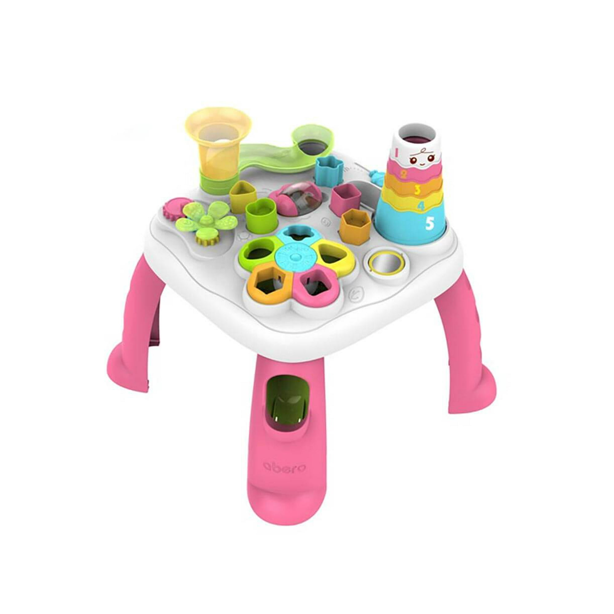 Abero - Centro De Actividades Con Luces Y Musica Mesita De Aprendizaje Bebe Fucsia