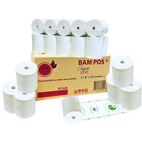 Rollos de papel de recibo BAM POS 8 cm x 190 mm 30 unidades