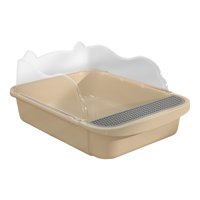 Magideal - Caja De Arena Para Gatos Abierta Semicerrada Bandeja De Arena Para Inodoro Profundo Caja De Arena Para Tamizar Caja De Arena Suministros Para Mascotas 43X28X18Cm Caqui