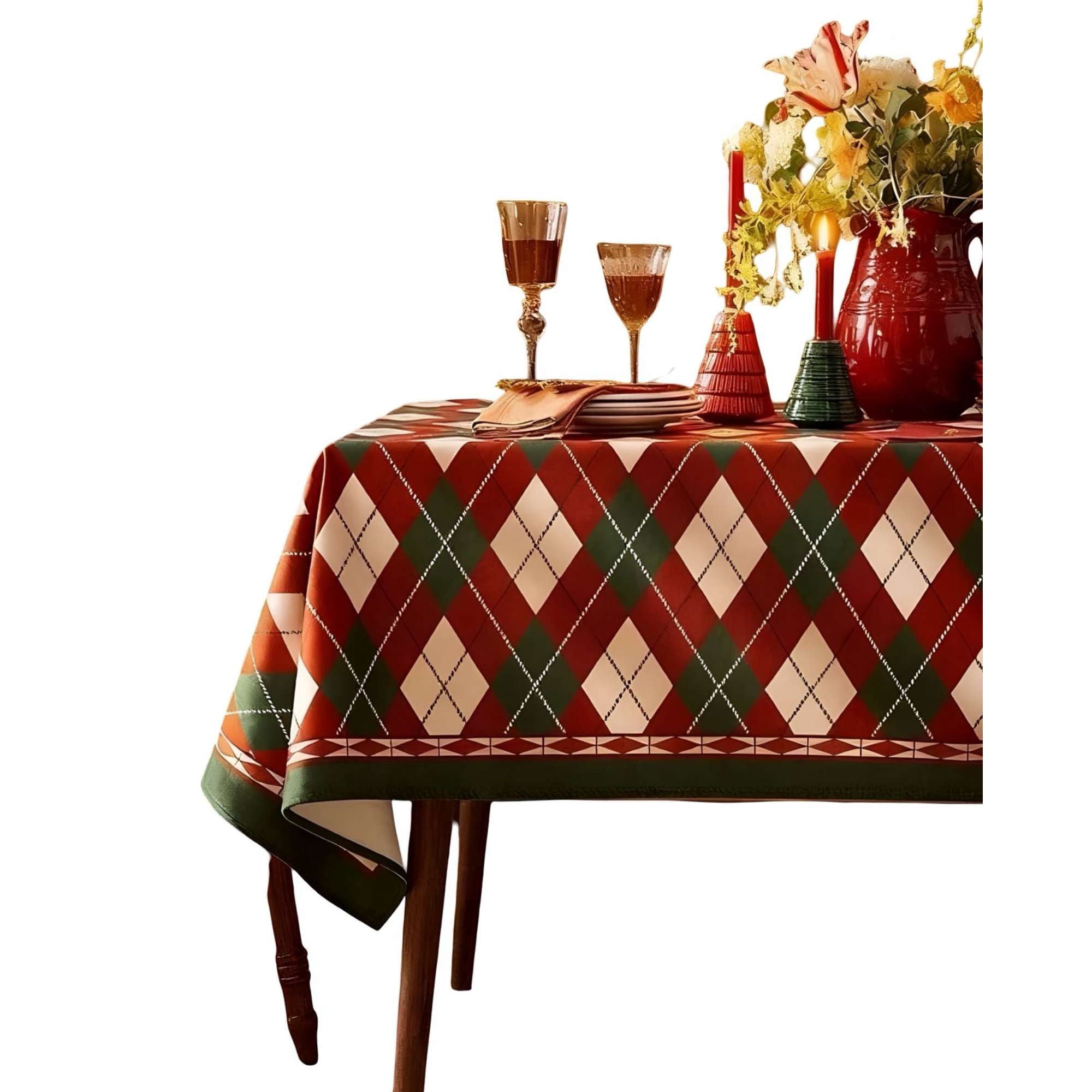 Teng Fei - Set De Mantel Con 6 Fundas De Sillas Antimanchas Navideño 140x220 Cm J2