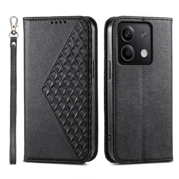 Funda Flip FOXDOCK para Xiaomi Redmi Note 13 5G , Estilo Billetera con Diseño Rombo, Correa de Mano y Soporte, Uso Diario