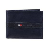 Cartera Tommy Hilfiger De Piel Para Hombre, Fina Y Elegante, Plegable, Azul Marino