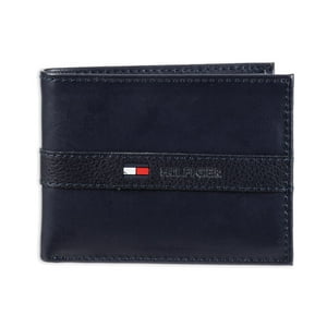 Cartera Tommy Hilfiger De Piel Para Hombre, Fina Y Elegante, Plegable, Azul Marino