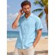 thumbnail image 4 of INSPIRE CHIC Camisa de Punto Hueco para Hombre de Manga Corta con Botones Textura Transpirable Camisas de Playa de Verano 2XL Azul, 4 of 5