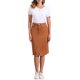 thumbnail image 2 of INSPIRE CHIC Falda de Mezclilla de Cintura Alta para Mujer, Falda de Jean hasta la Rodilla con Dobladillo Deshilachado y Bolsillos Rojo Ladrillo M, 2 of 6