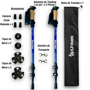 Wild Travel - Pack Bastones De Trekking 2 Unidades Azul