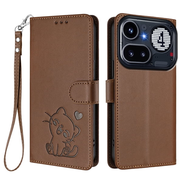 Funda Billetera Magnética para Nothing Phone 4A Pro, Marrón