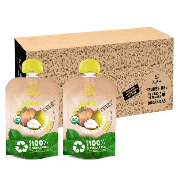 Pack 32 unid - Puré Manzana Pera Reciclable 90 grs