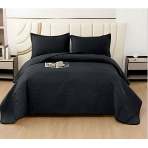 Imac Hogar - Quilt De Lujo Cubrecama Verano 2 Plazas Negro