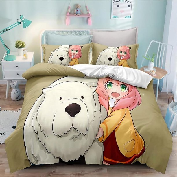 Duvet Cover 3D Anime S-PY Cartoons Family Bedding for All Season Microfiber Comforter Cover Set with Pillowcase
