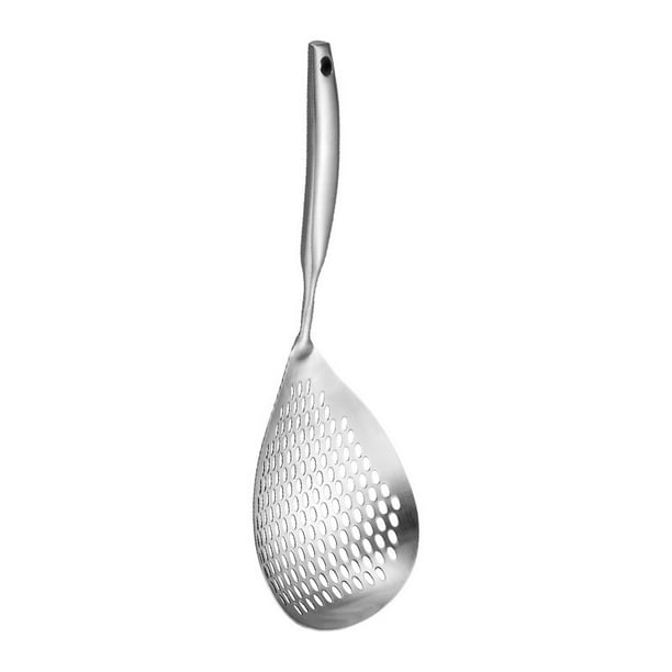 1pc 304 Stainless Steel Slotted Spoons For Cooking, Skimmer Slotted Spoon, Metal Filter Spoon With Holes, Kitchen Tool