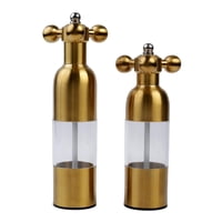 Xusx111 - Sal, Pimienta Moderna Molina Manual Conjunto Con Mango Sólido - Acero Inoxidable Antiguo Grifo Shakers | Molino De Grosero Reglable Rellenable Para Restaurante De Barbacoa, Hogar (Oro, 2Pcs)