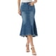 thumbnail image 1 of INSPIRE CHIC Falda Midi de Mezclilla Lavada con Cola de Pescado de Cintura Alta con Dobladillo Crudo Moda Casual con Bolsillos para Mujer Regreso a Clases L Azul Oscuro, 1 of 6