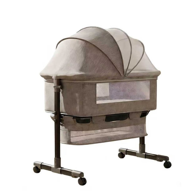 Cuna Colecho Compacta, Plegable, mecedora con Mosquitero Canasto Organizador y Ruedas Kidscool 90 x 50 X 80 cm Khaki