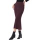 thumbnail image 4 of Falda Maxi de Punto INSPIRE CHIC para Mujer con Cintura Elástica Falda Casual de Cola de Pescado Acanalada L Rojo Púrpura Profundo, 4 of 6