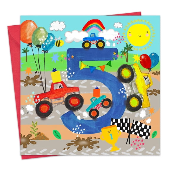 Tarjeta de cumpleaños Twizler Monster Trucks 5 años