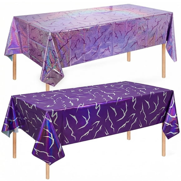 Mantel Zhoeybubi morado con relámpagos 137 x 274 cm, 2 piezas