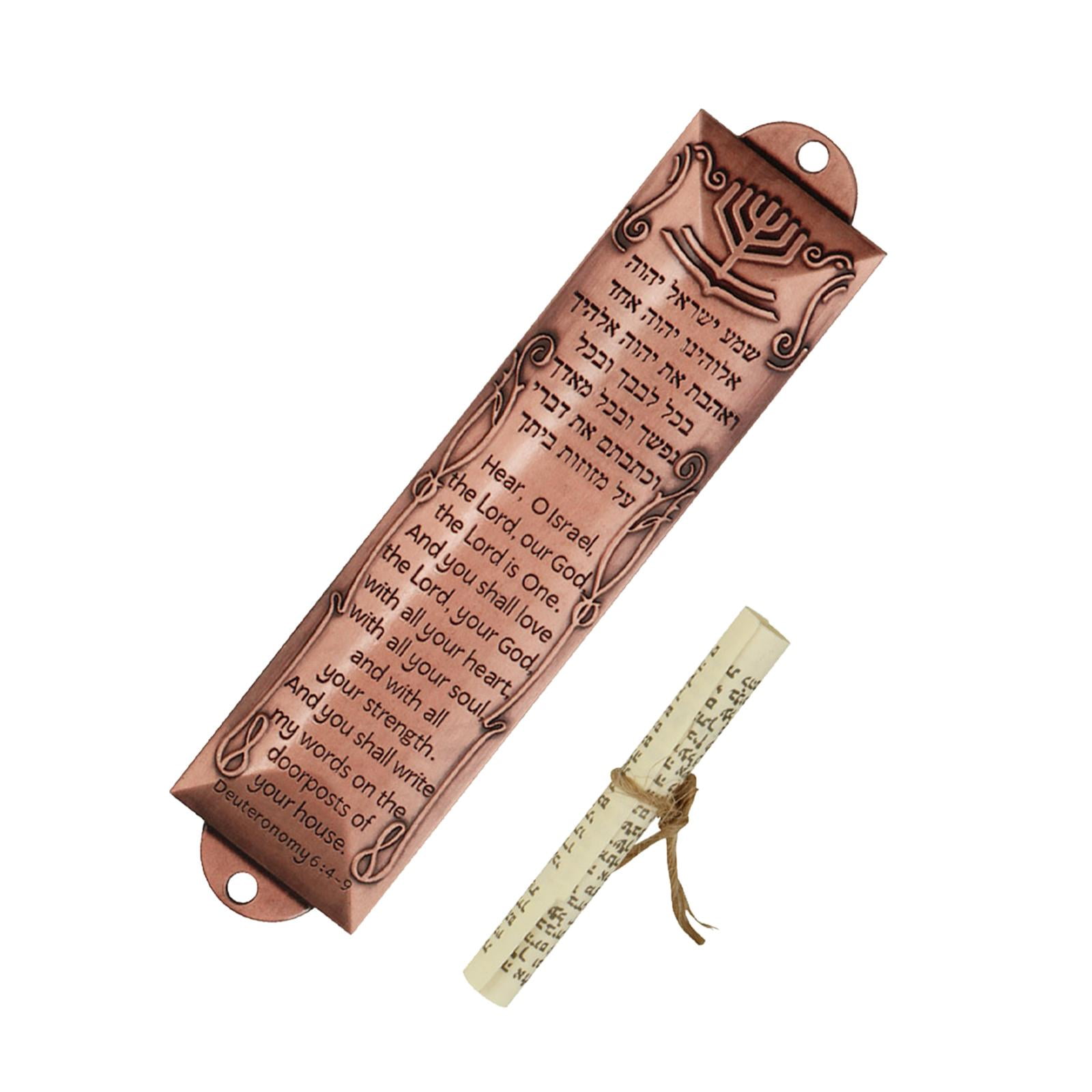 Magideal - Estuche De Mezuzá De Metal Con Bendición Y Decoración De Pergamino, Regalos De Hanukkah, Placa De Mezuzá Antigua Para Puertas Interiores Y Exteriores C