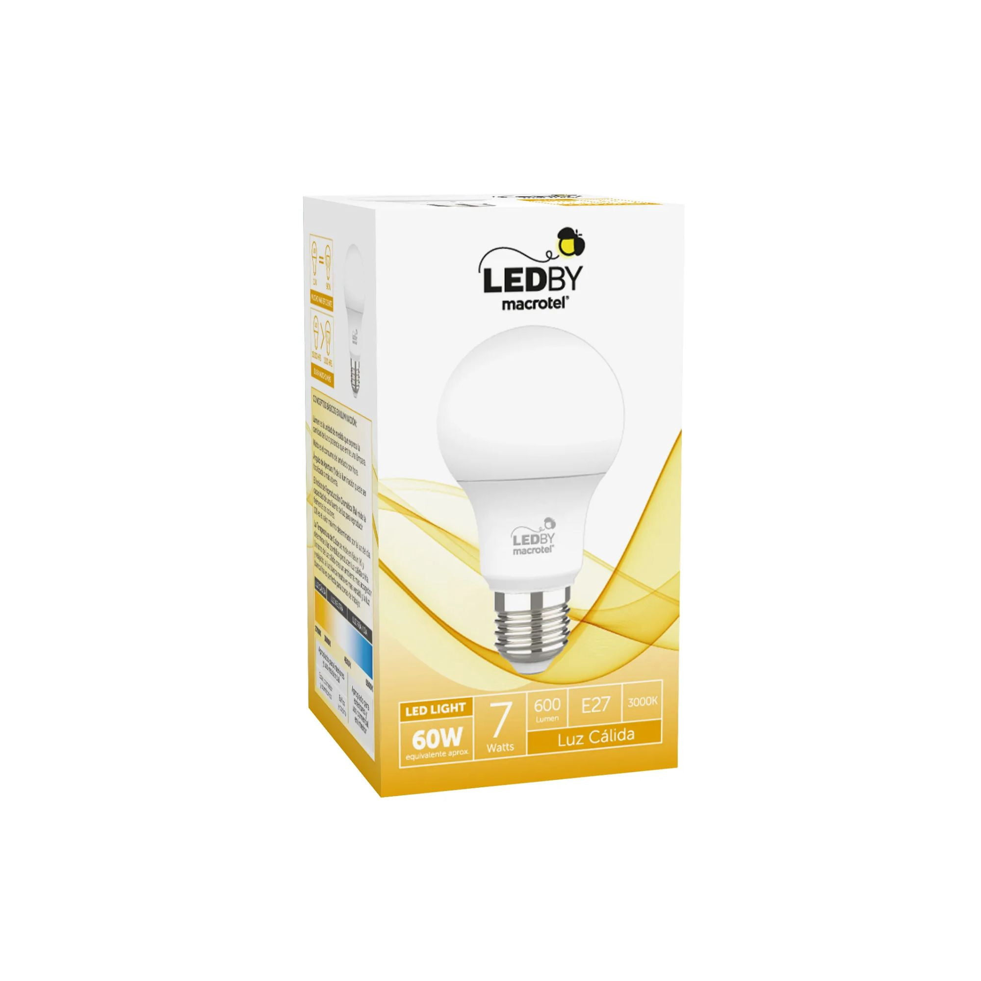 Ampolleta Led E27 Luz Cálida 3000k 7w - Macrotel