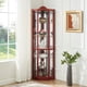 thumbnail image 2 of Glass Cabinet Lighted Corner Cabinet Corner Display Curio Cabinet, Glass Display With Light(Included)Bar Cabinet,Wine Cabinet with Adjustable Glass Shelves Carved Decoration Cherry Light(Included), 2 of 3