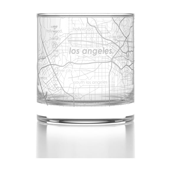 Vaso de Whisky Well Told Grabado con Mapa de Los Ángeles 325 ml