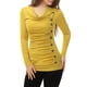 thumbnail image 1 of INSPIRE CHIC Top de Mujer con Cuello Alto, Manga Larga, Decoración de Botones, Frente Fruncido, Ajuste Regular, Pulóver Talla S Amarillo, 1 of 6