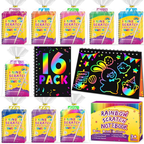 Cuaderno Party Favors Scratch Rainbow Art Crafts, paquete de 16