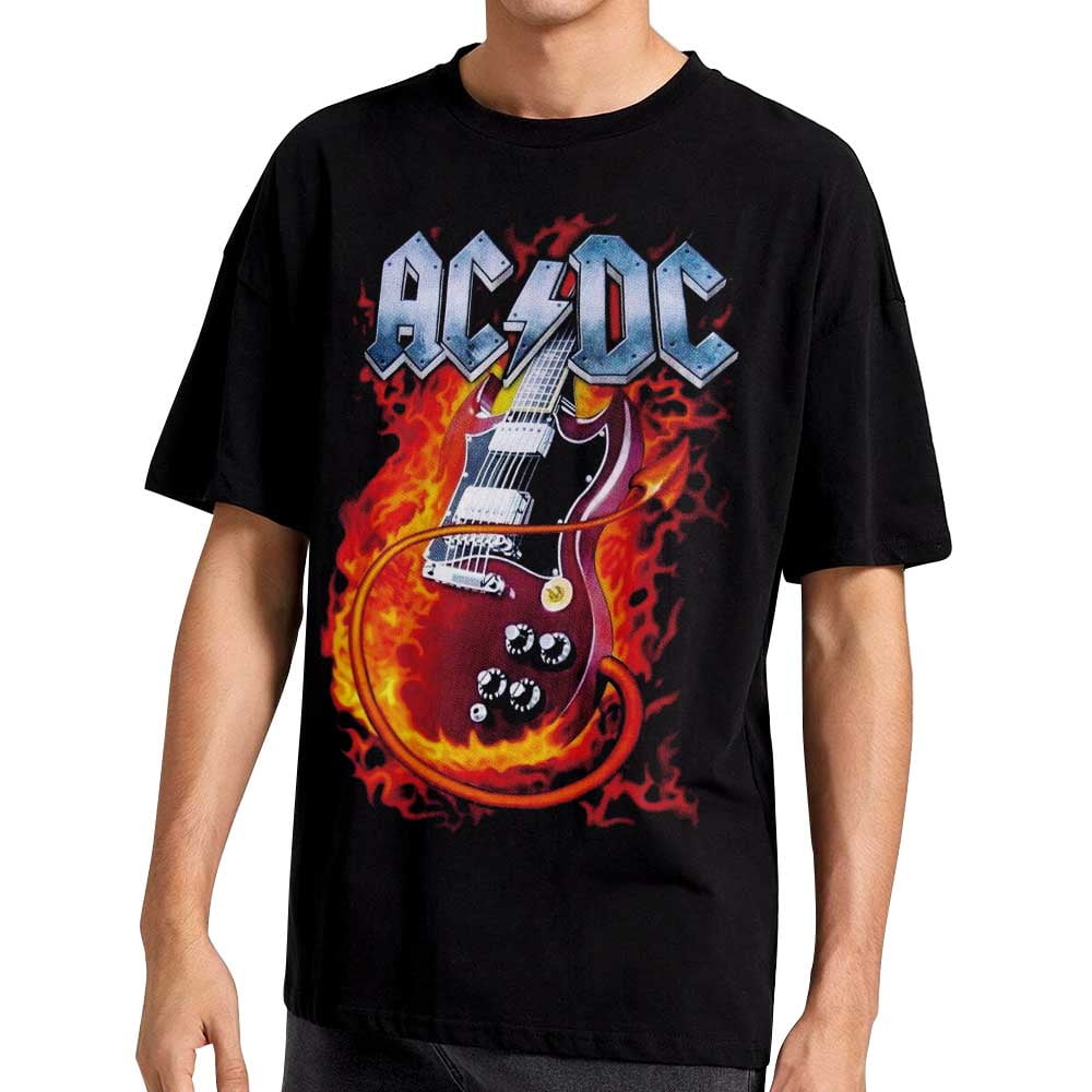 Fanshirt - Polera Estampada Ac Dc Guitarra En Llamas Rock