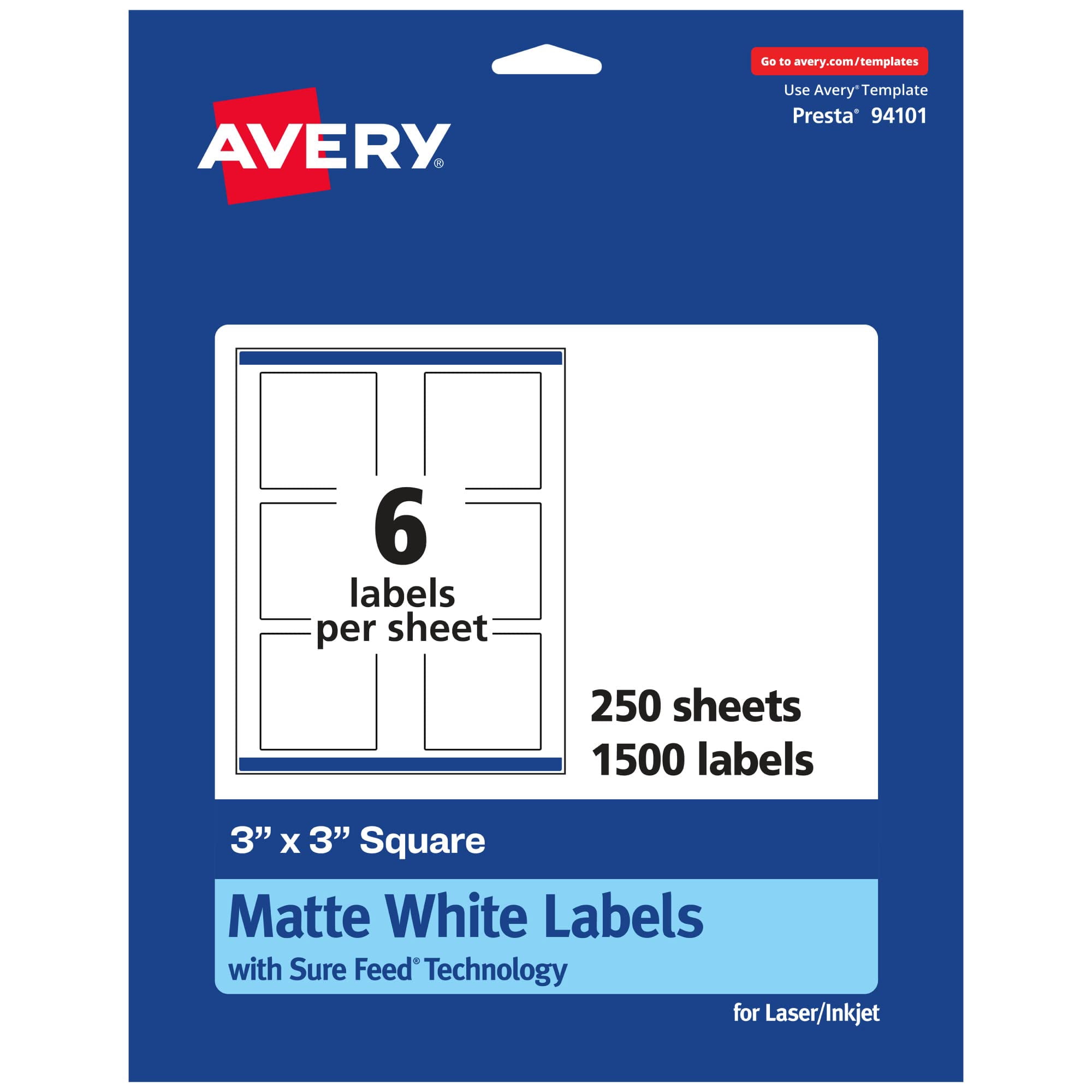 Etiqueta Avery Blanca Mate Cuadrada De 3 X 3 Cm, 1500, Imprimible