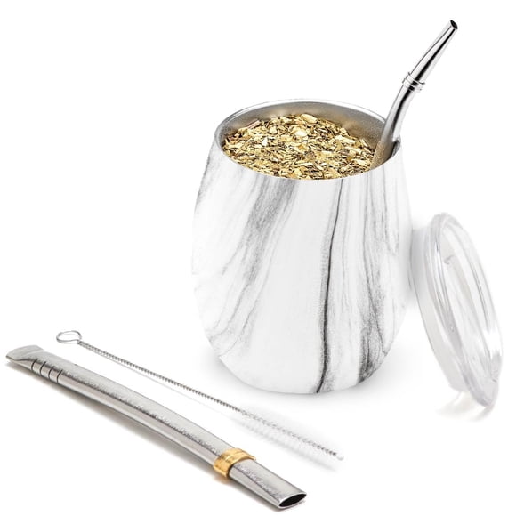 Kit de Mate con Bombilla BALIBETOV 240mL 5 piezas Mármol