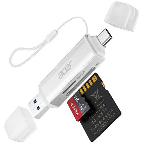 Lector De Tarjetas Sd Acer Usb C Dual Slots Usb 3.0 Type C Plateado