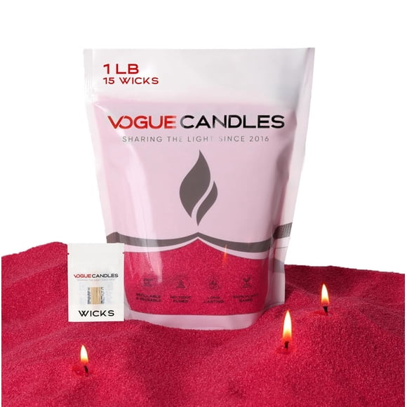 Recarga De Cera Granulada Roja Para Velas Vogue 450 G Con 15 Mechas