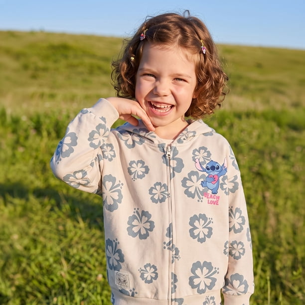 Polerón Abierto Niña Lilo & Stitch Disney Flores Beige