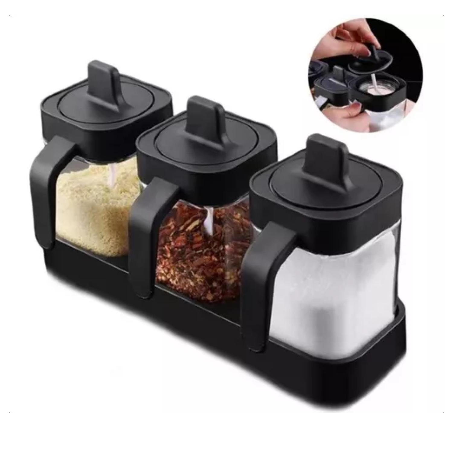 Genérico - Set 3 Frascos Especieron Condimentos Multiuso 2 En 1