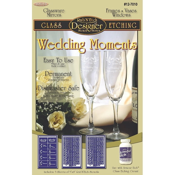 Stencil Pak Armour Etch Momentos de Boda para Grabado en Vidrio
