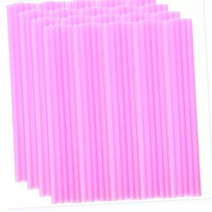Magideal - 100 Pajitas De Plástico Desechables De Color Rosa Para Fiestas De Cumpleaños, Festivales Y Acampadas
