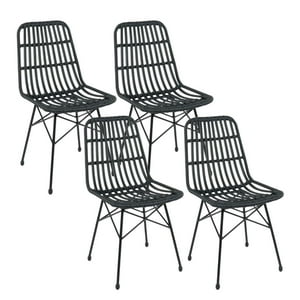Pandalino - Pack 4 Sillas Grecia | Diseño En Rattan Color Negro