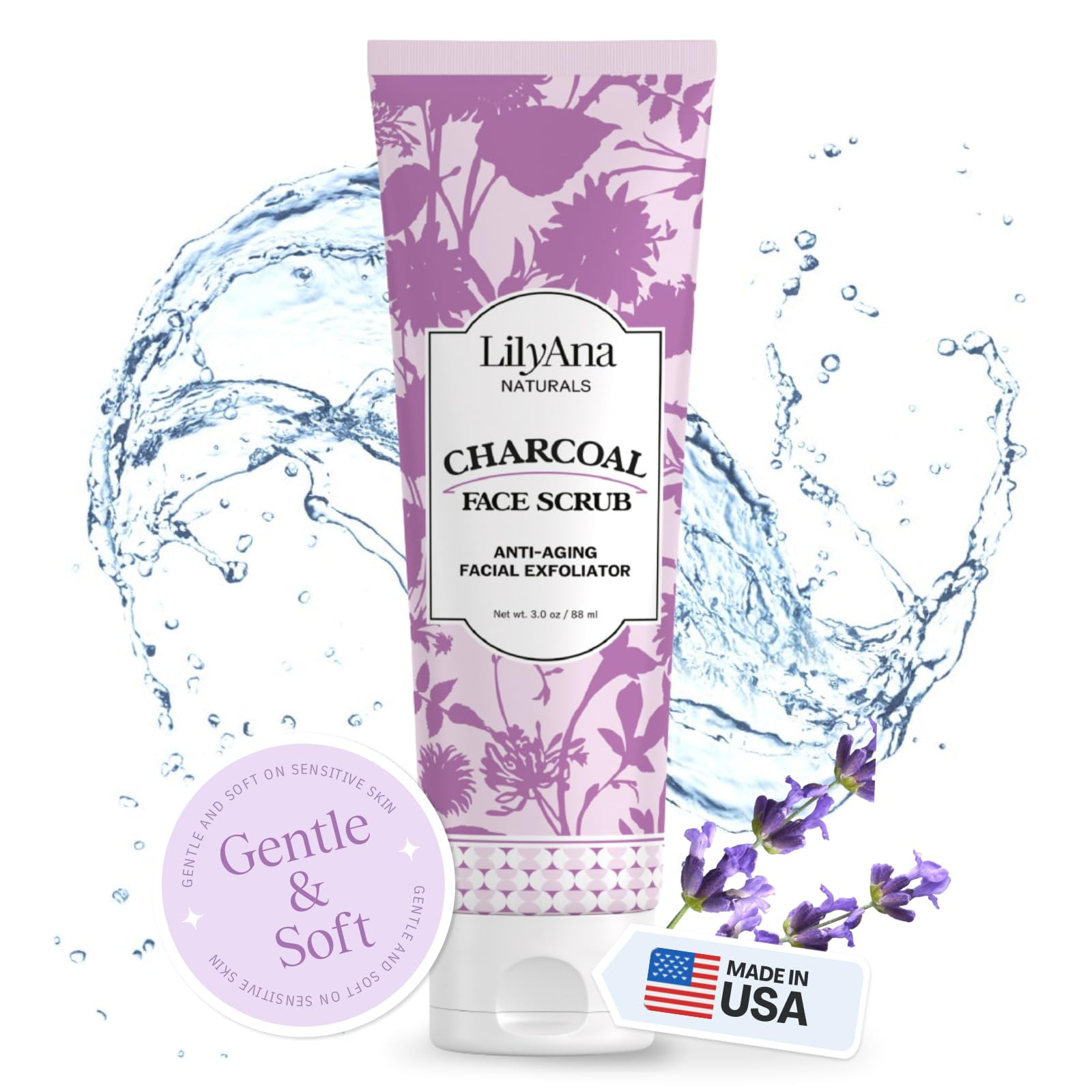 Lilyana Naturals - Exfoliante Facial Charcoal Con Lavanda Y Árbol De Té 90 Ml