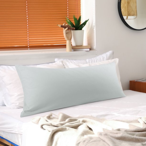Funda de Almohada Corporal de Microfibra Cepillada REGALWOVEN, Jumbo Gris Claro
